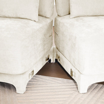 Divano a tre posti con 2 pouf mobili