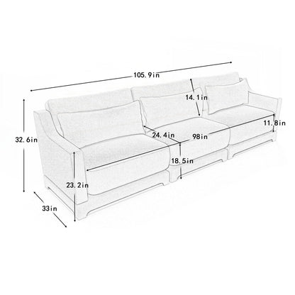 Divano a tre posti con cuscino lombare