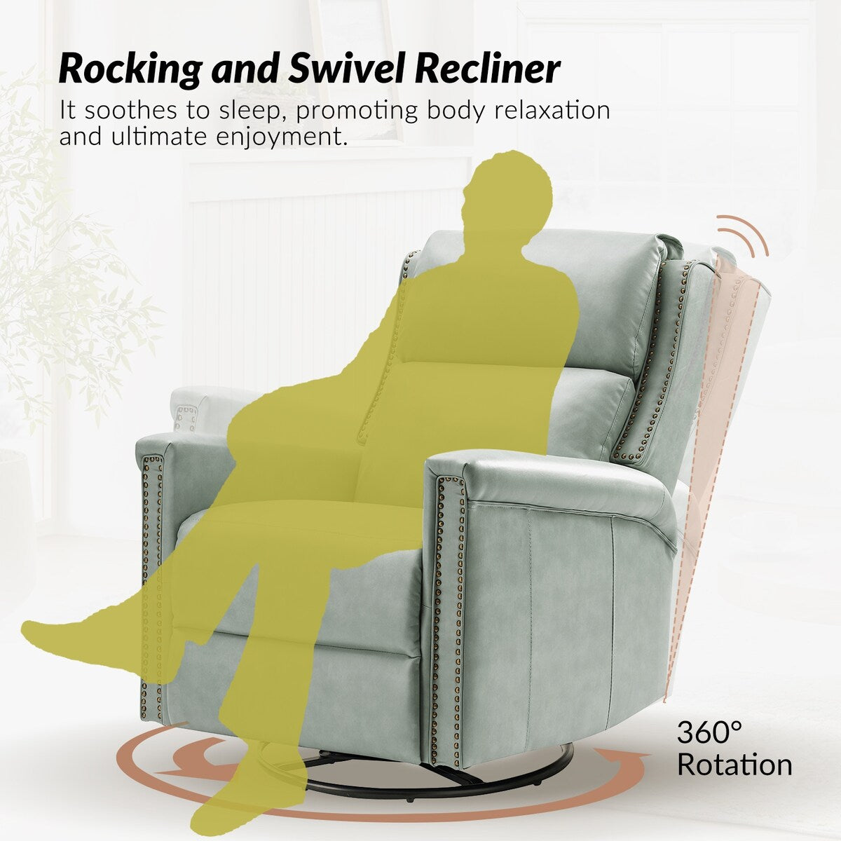 Poltrona reclinabile elettrica tradizionale girevole e a dondolo Tobias di HULALA HOME