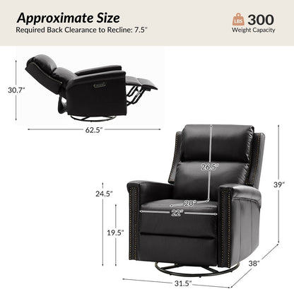 Poltrona reclinabile elettrica tradizionale girevole e a dondolo Tobias di HULALA HOME