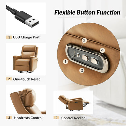 Poltrona reclinabile elettrica tradizionale girevole e a dondolo Tobias di HULALA HOME