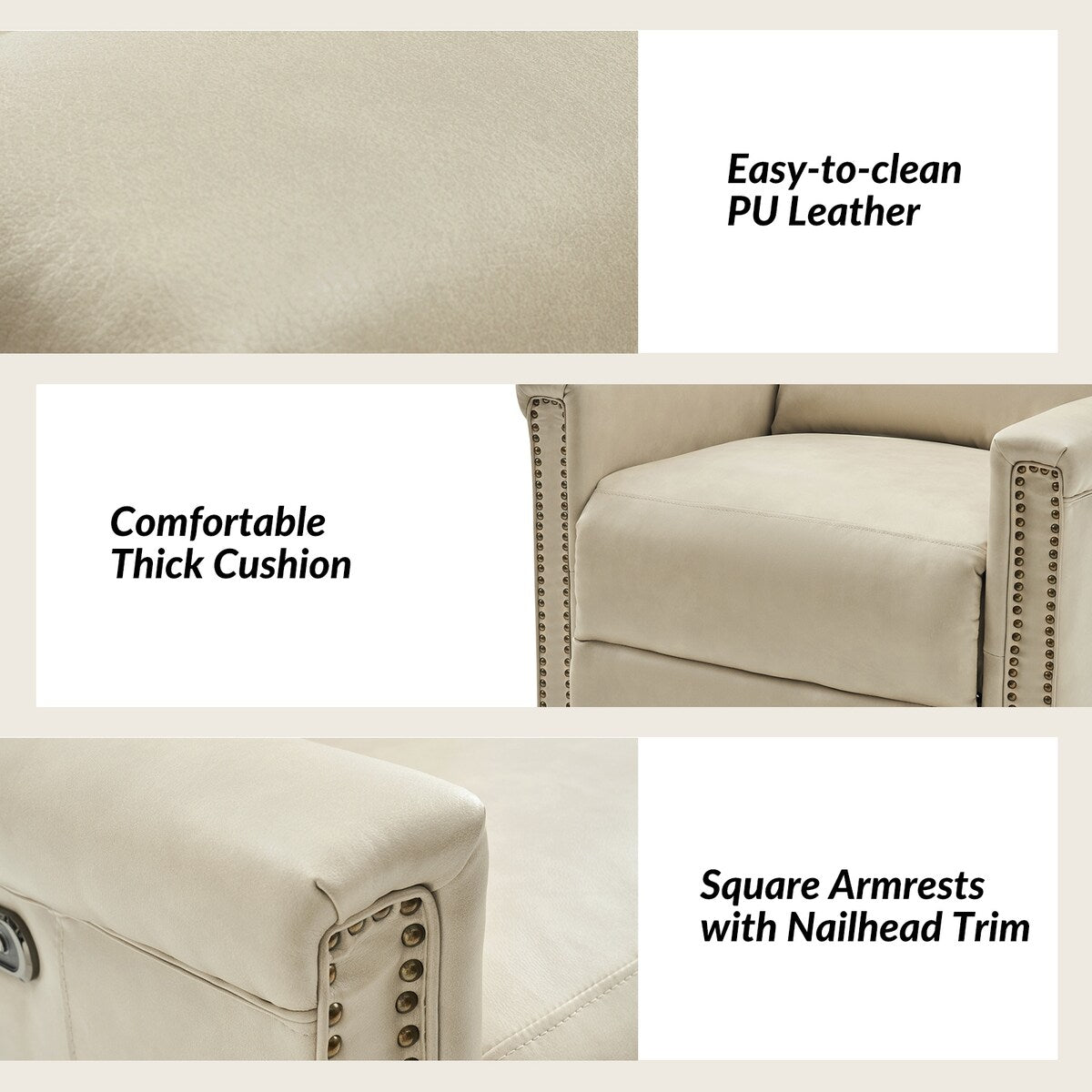 Poltrona reclinabile elettrica tradizionale girevole e a dondolo Tobias di HULALA HOME