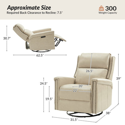 Poltrona reclinabile elettrica tradizionale girevole e a dondolo Tobias di HULALA HOME