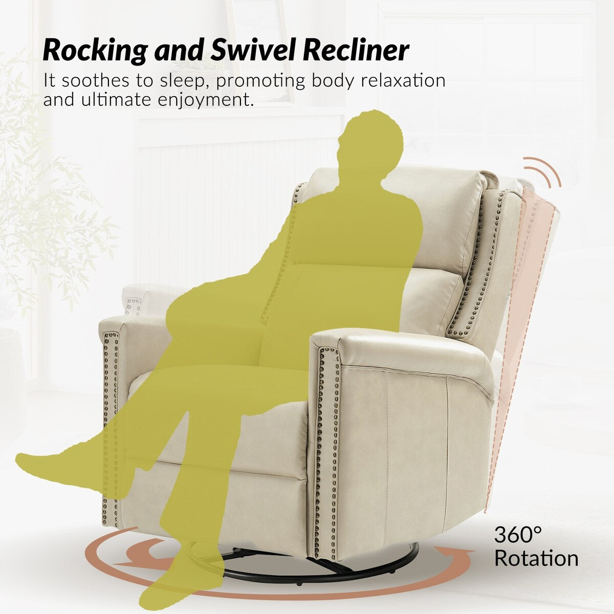 Poltrona reclinabile elettrica tradizionale girevole e a dondolo Tobias di HULALA HOME