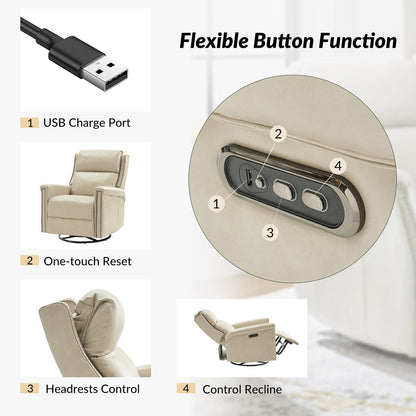 Poltrona reclinabile elettrica tradizionale girevole e a dondolo Tobias di HULALA HOME