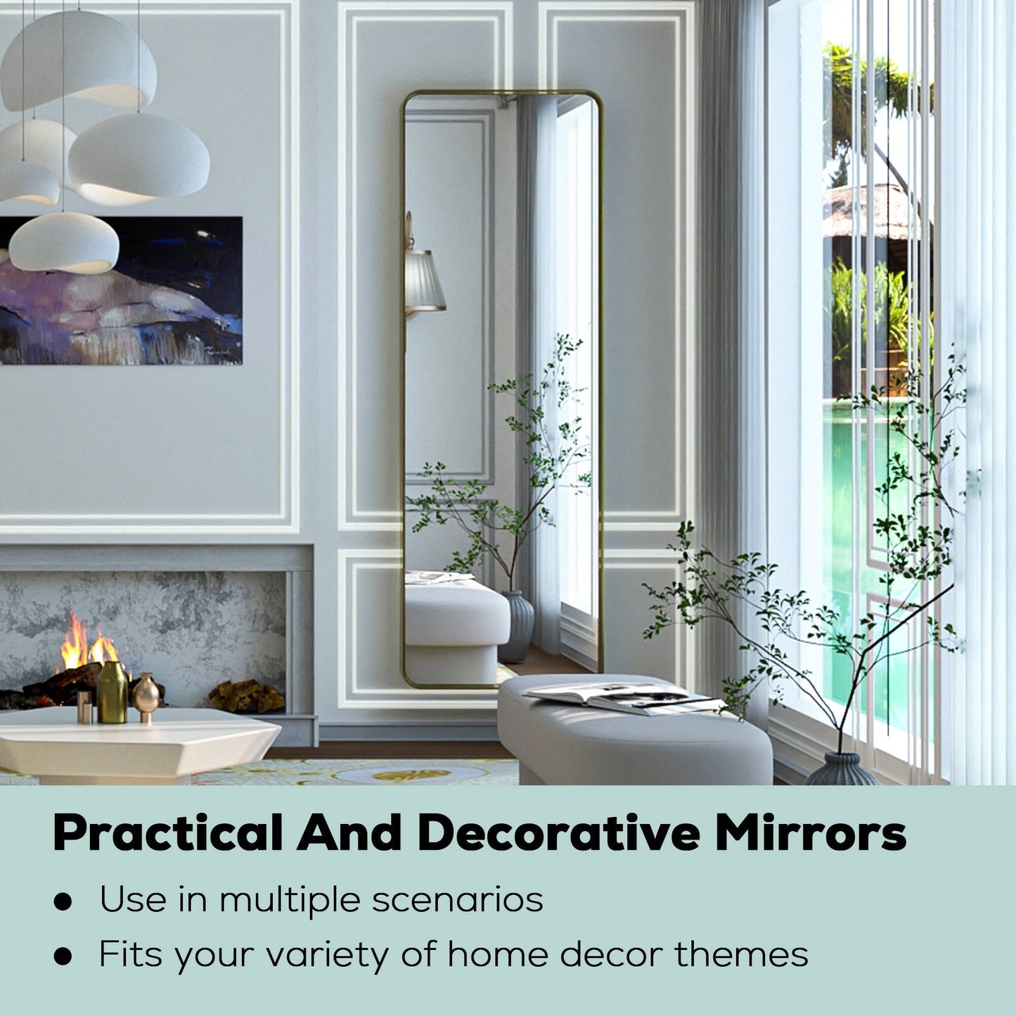 Specchio da parete per bagno moderno con struttura in metallo TokeShimi