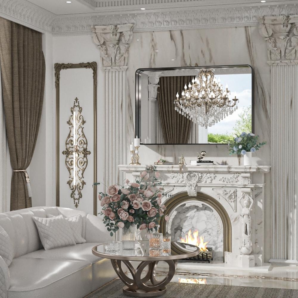 Specchio da parete per bagno moderno con struttura in metallo TokeShimi