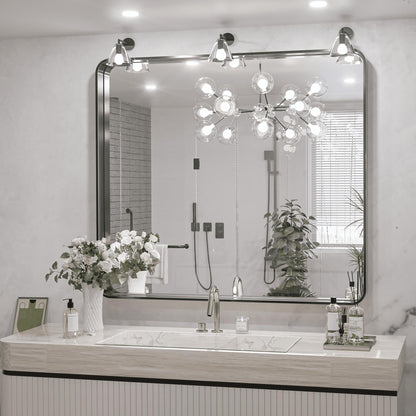 Specchio da parete per bagno moderno con struttura in metallo TokeShimi