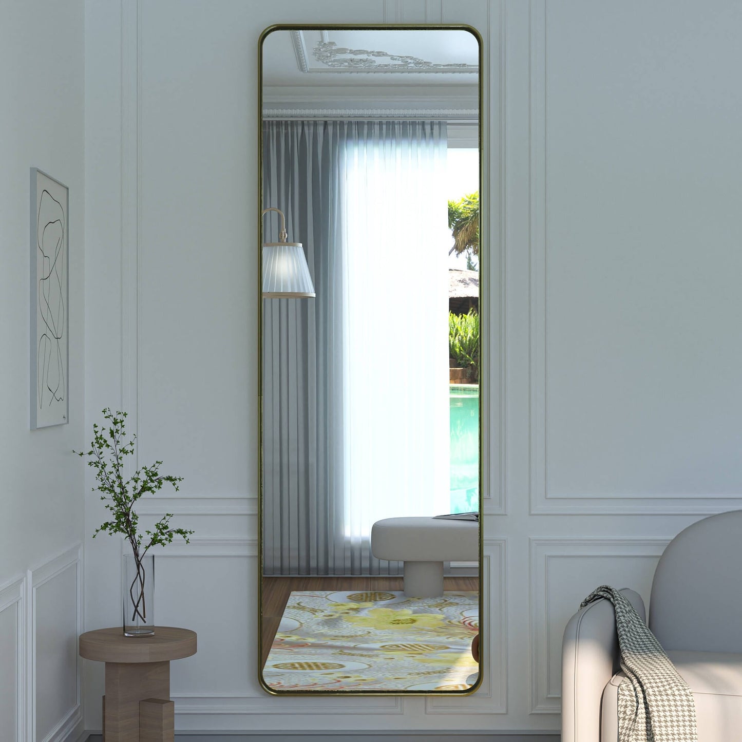 Specchio da parete per bagno moderno con struttura in metallo TokeShimi