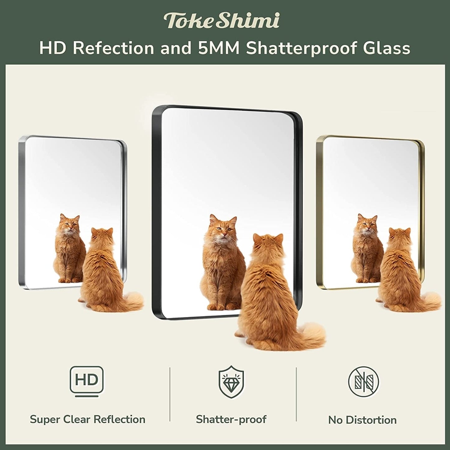 Specchio da parete per bagno moderno con struttura in metallo TokeShimi