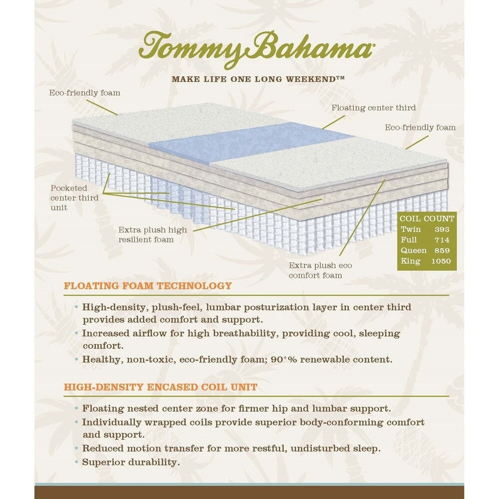 Materasso Tommy Bahama Spring Lake da 14 pollici con cuscino superiore
