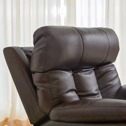 Poltrona reclinabile elettrica in pelle pieno fiore, poggiatesta regolabile, poggiapiedi estensibile, poltrona reclinabile a gravità zero