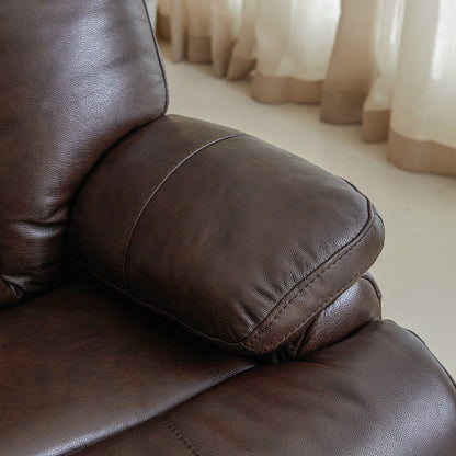 Poltrona reclinabile elettrica in pelle pieno fiore, poggiatesta regolabile, poggiapiedi estensibile, poltrona reclinabile a gravità zero