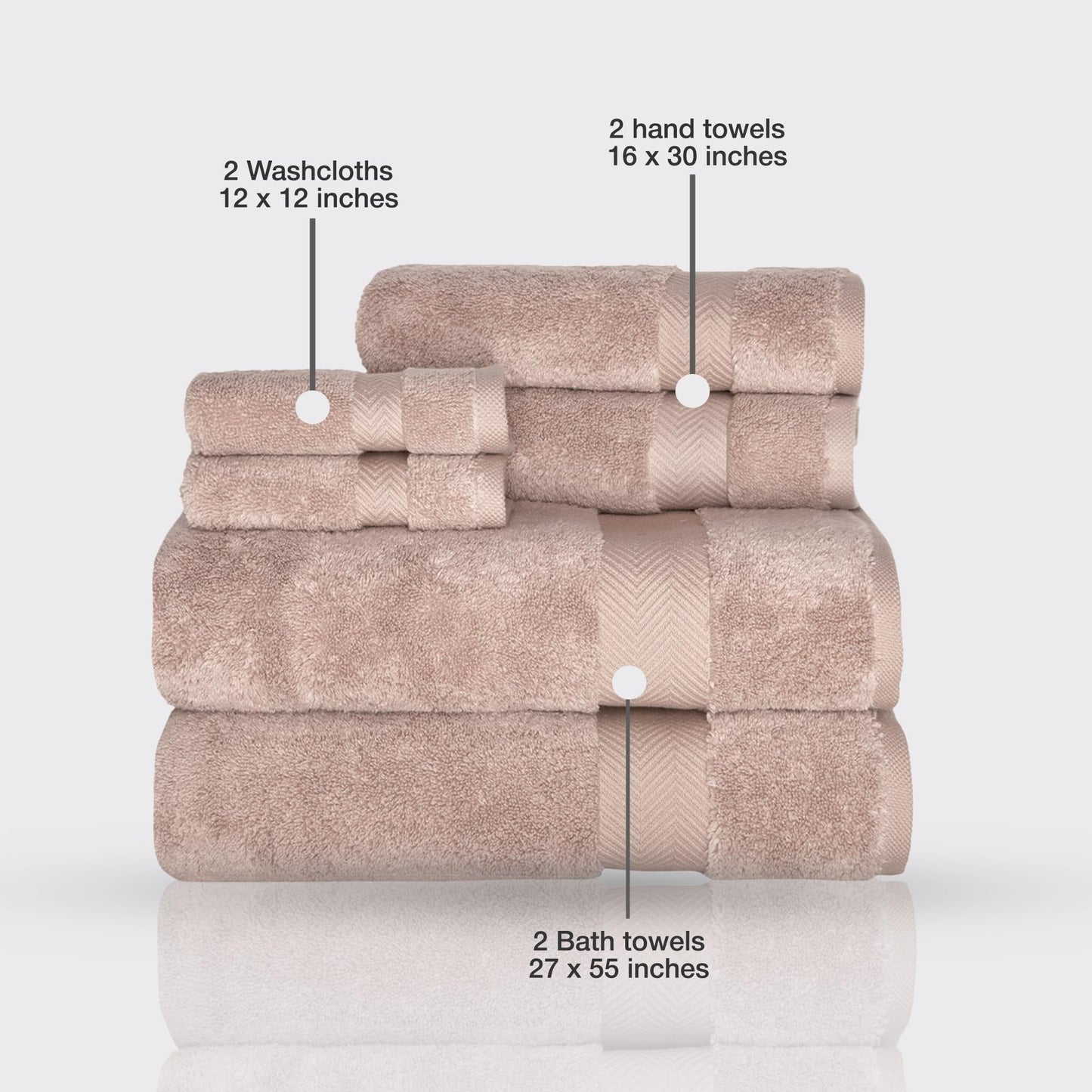 Set di asciugamani in cotone turco Towels Beyond Becci e asciugamani da bagno ad asciugatura rapida, ultra morbidi e super assorbenti, set da 6