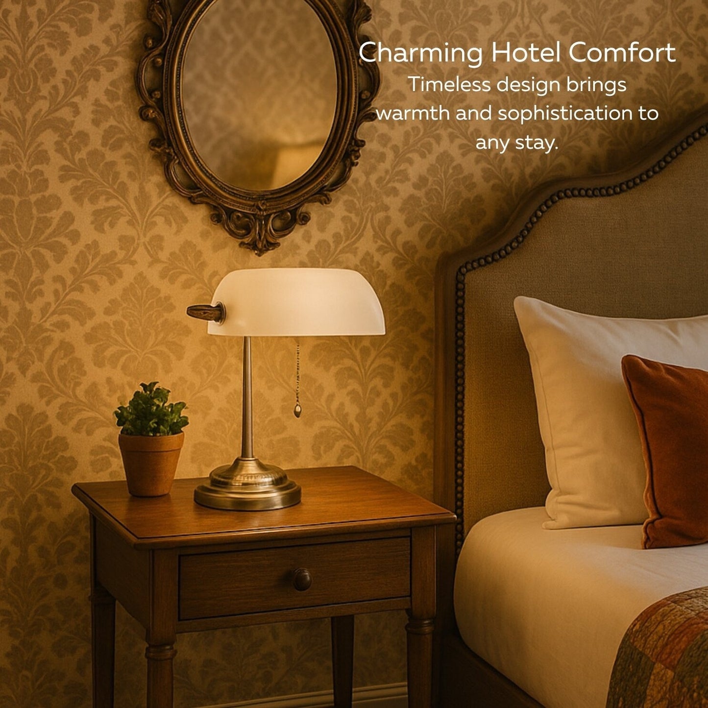 Lampada da scrivania tradizionale da banchiere con paralume in vetro verde