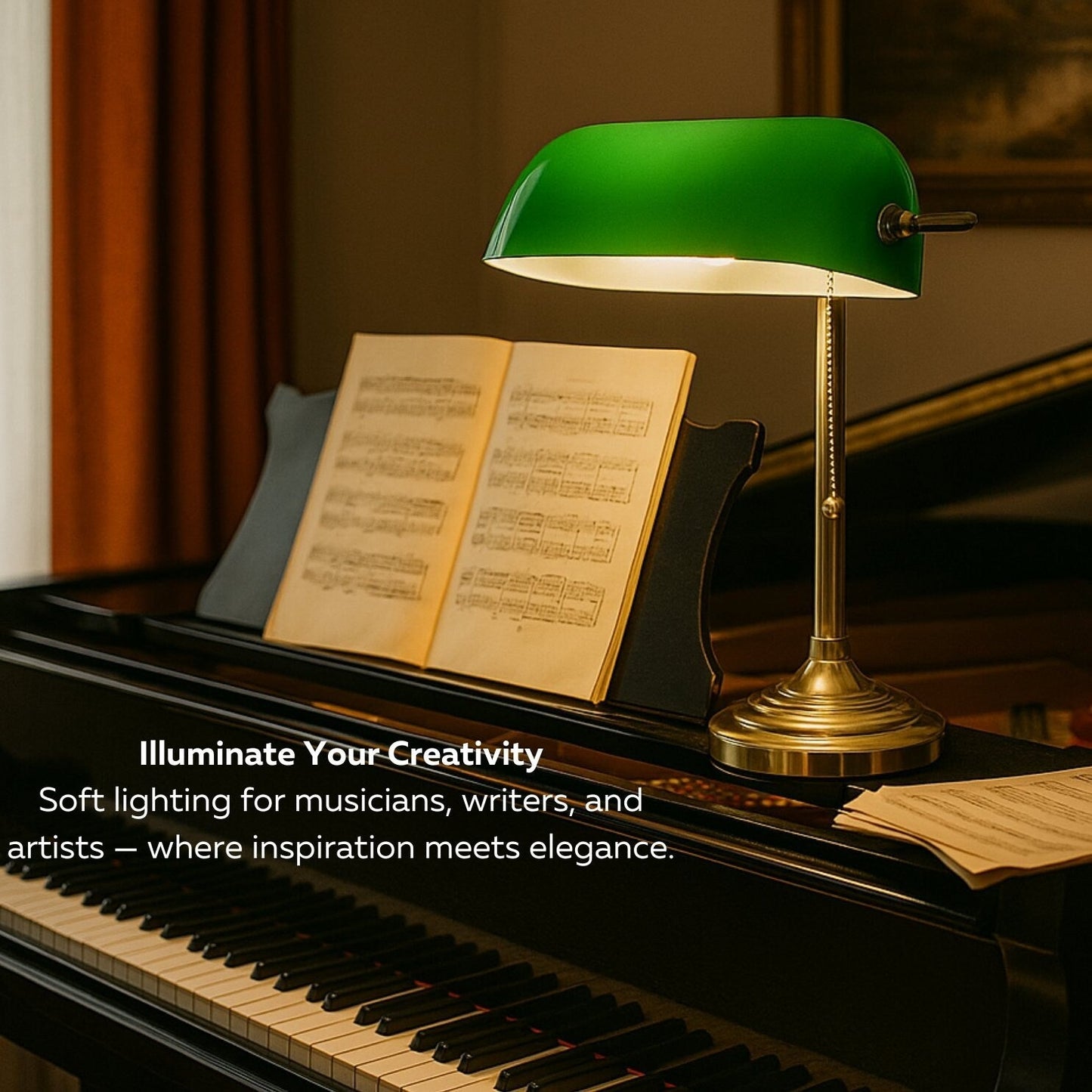 Lampada da scrivania tradizionale da banchiere con paralume in vetro verde