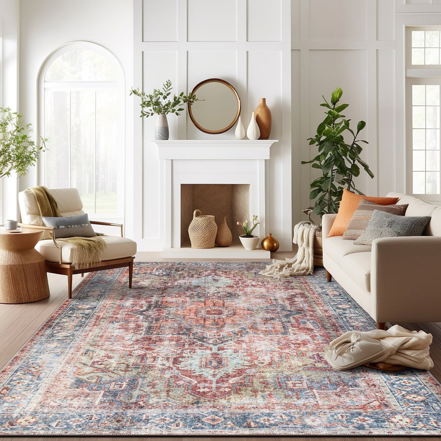 Tappeto tradizionale anticato lavabile in lavatrice