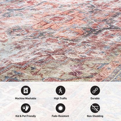 Tappeto tradizionale anticato lavabile in lavatrice