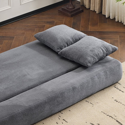 Divano componibile trasformabile con 3 pouf - Letto pieghevole in schiuma di supporto, chaise longue compatta in ciniglia