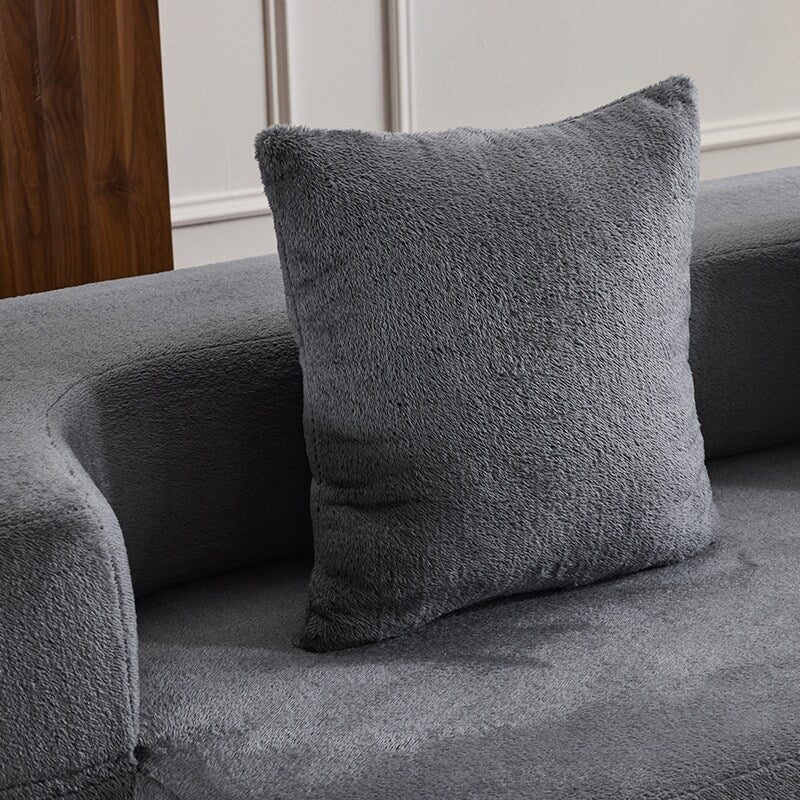 Divano componibile trasformabile con 3 pouf - Letto pieghevole in schiuma di supporto, chaise longue compatta in ciniglia