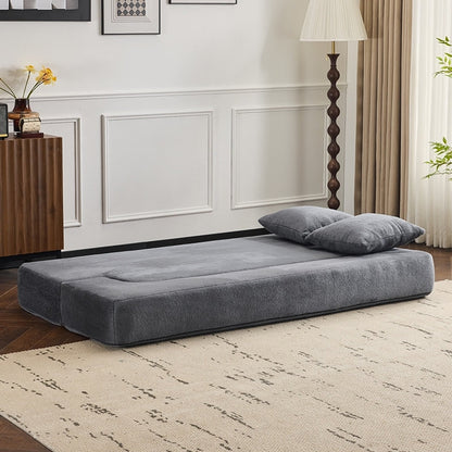 Divano componibile trasformabile con 3 pouf - Letto pieghevole in schiuma di supporto, chaise longue compatta in ciniglia