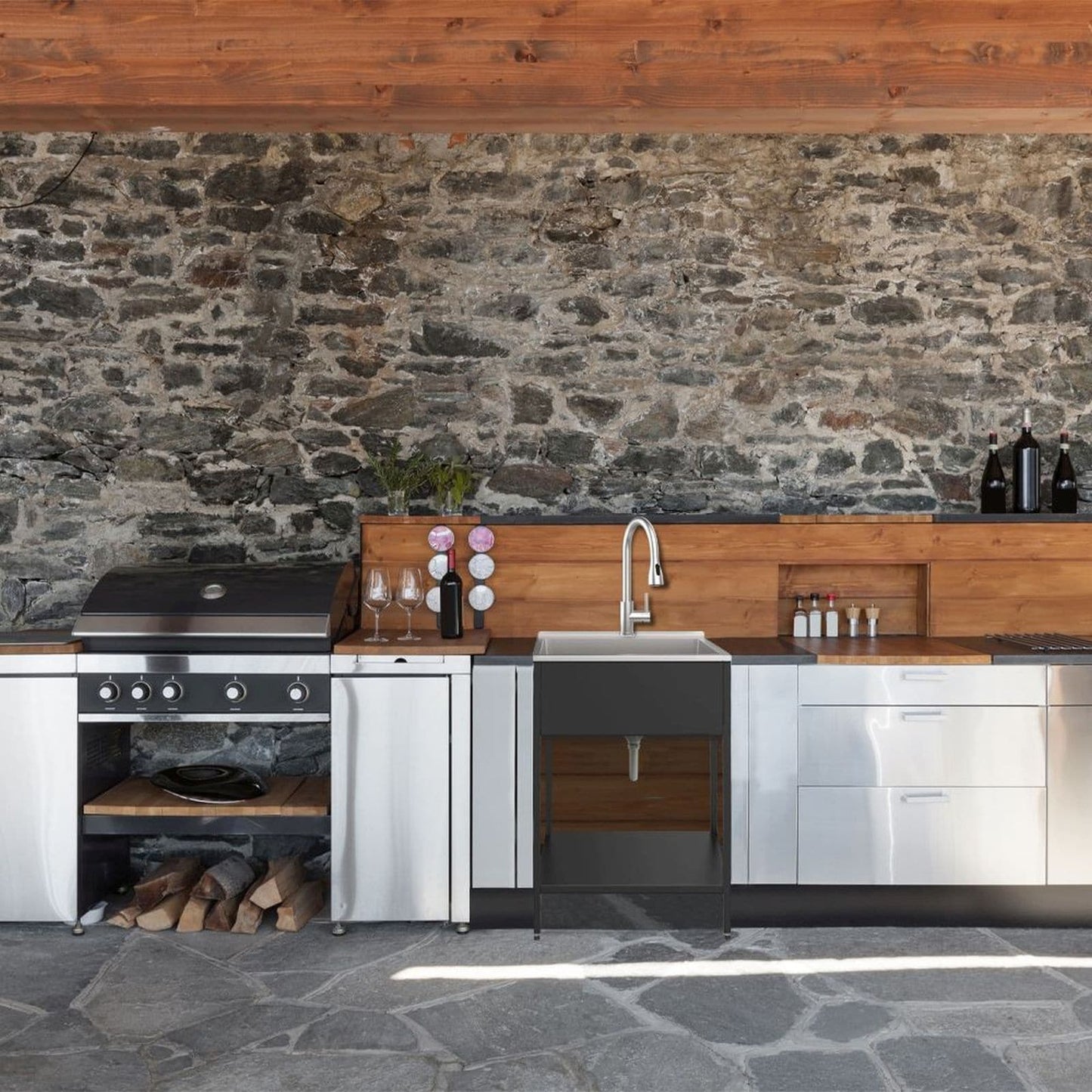 Lavandino e mobiletto per lavanderia in acciaio inossidabile Transolid EWS-2422S 24 pollici L x 22 pollici P x 35 pollici A - 24 pollici x 22 pollici