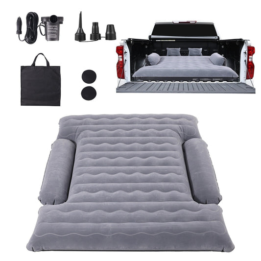 Materasso ad aria per cassone di camion, per cassoni di camion full size da 6-6,5 piedi, materasso ad aria gonfiabile da campeggio con pompa ad aria da 12 V e 2 cuscini