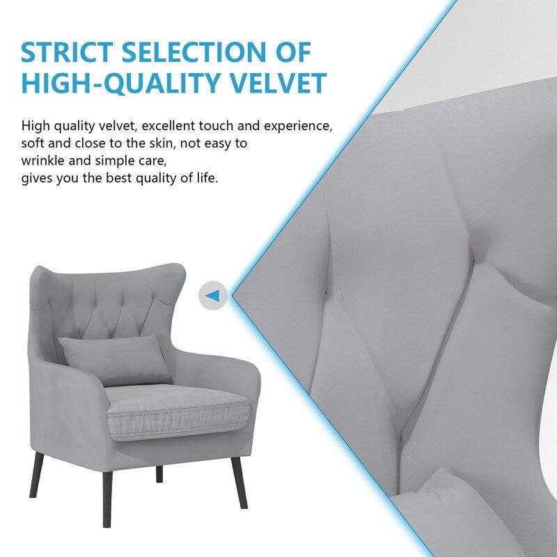 Divano a due posti in metallo con cuscino spesso in velluto Tuft