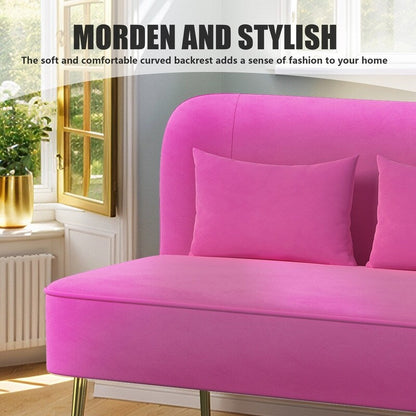 Divano a due posti in metallo con cuscino spesso in velluto Tuft