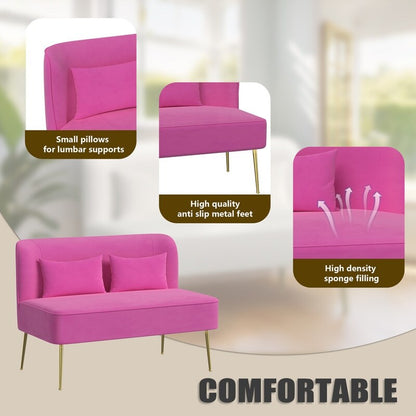 Divano a due posti in metallo con cuscino spesso in velluto Tuft