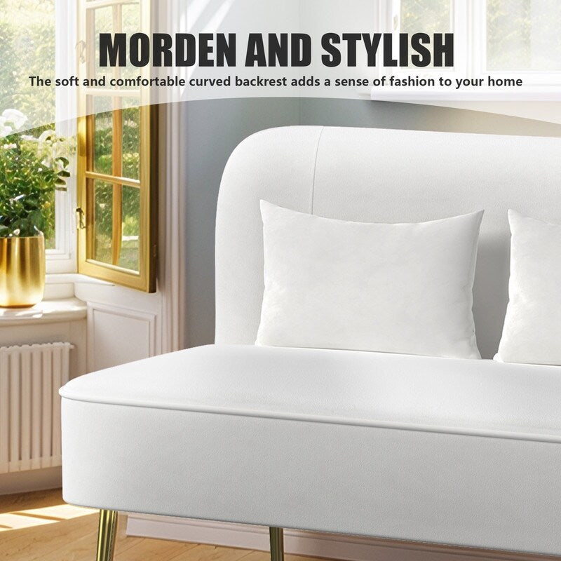 Divano a due posti in metallo con cuscino spesso in velluto Tuft