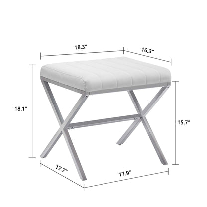 Panca da toeletta in similpelle trapuntata con gambe a X in metallo