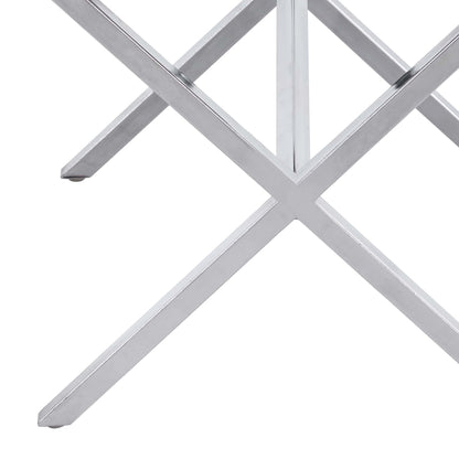 Panca da toeletta in similpelle trapuntata con gambe a X in metallo