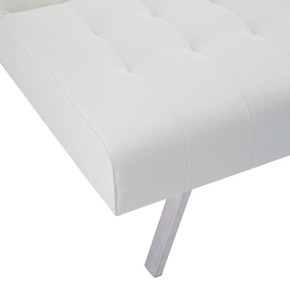 Divano letto futon imbottito in stile moderno di metà secolo con schienale diviso e gambe cromate