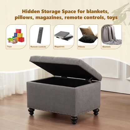 Panca contenitore imbottita, poggiapiedi rettangolare