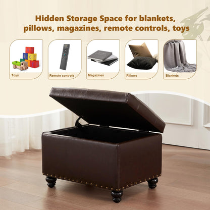 Panca contenitore imbottita, poggiapiedi rettangolare