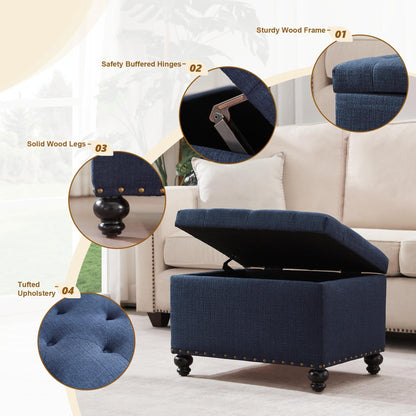 Panca contenitore imbottita, poggiapiedi rettangolare