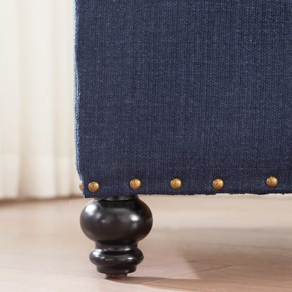 Panca contenitore imbottita, poggiapiedi rettangolare