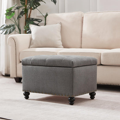 Panca contenitore imbottita, poggiapiedi rettangolare