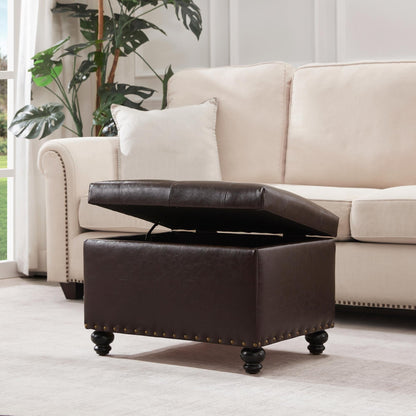 Panca contenitore imbottita, poggiapiedi rettangolare