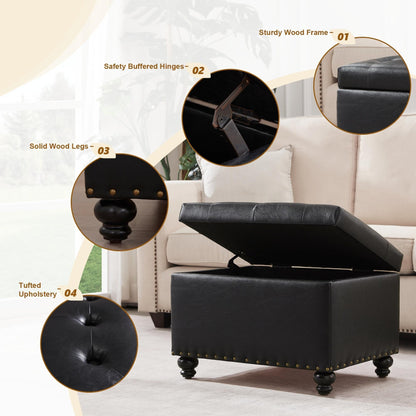 Panca contenitore imbottita, poggiapiedi rettangolare