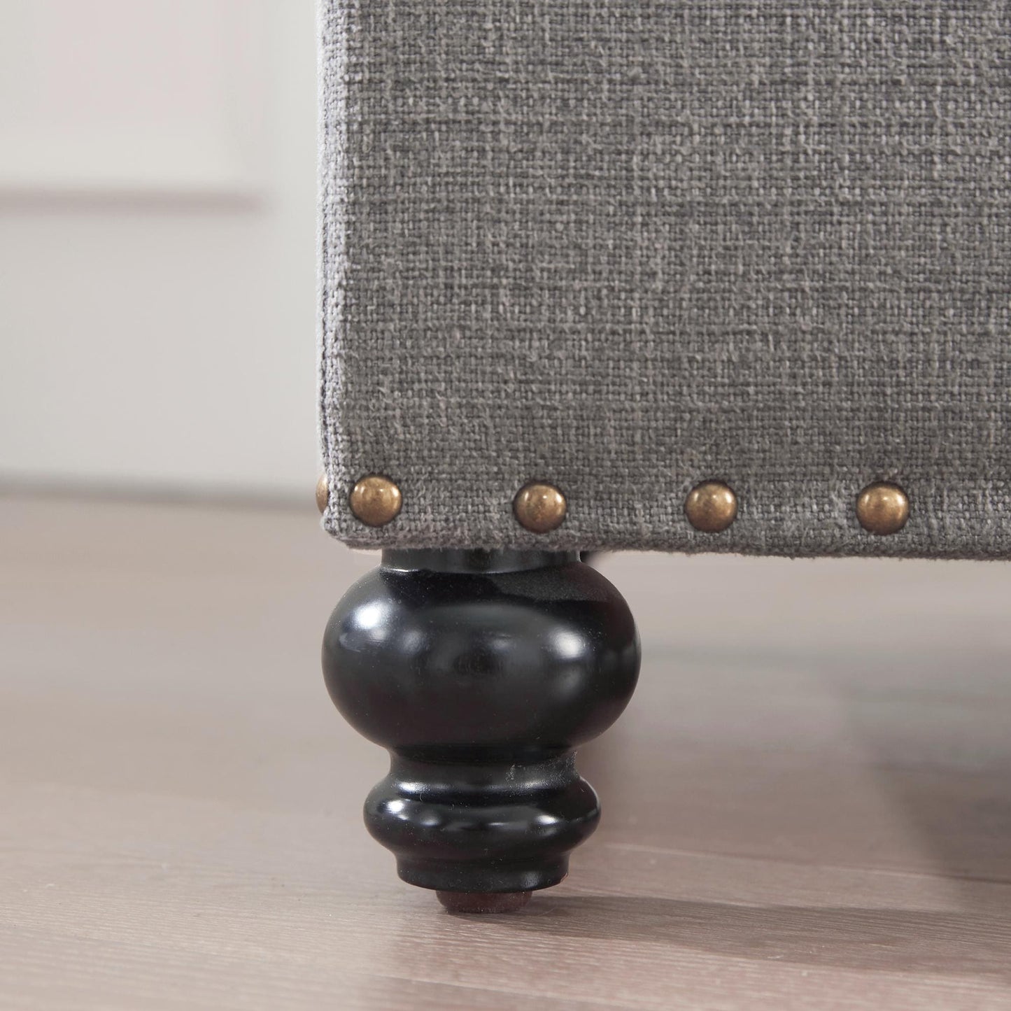 Panca contenitore imbottita, poggiapiedi rettangolare