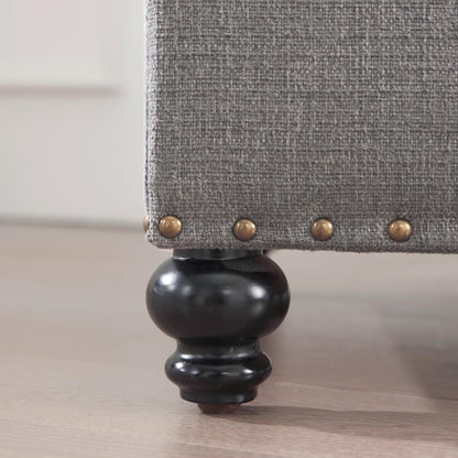 Panca contenitore imbottita, poggiapiedi rettangolare