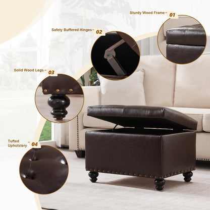 Panca contenitore imbottita, poggiapiedi rettangolare