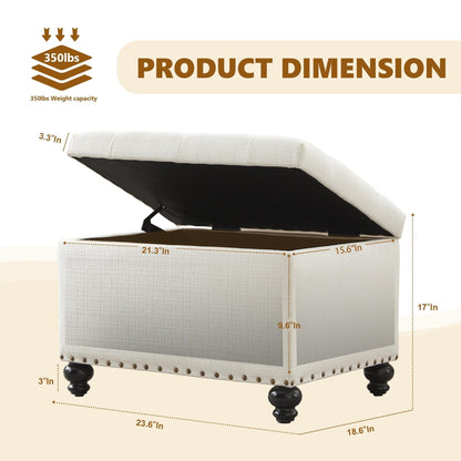 Panca contenitore imbottita, poggiapiedi rettangolare