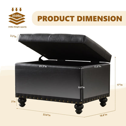 Panca contenitore imbottita, poggiapiedi rettangolare