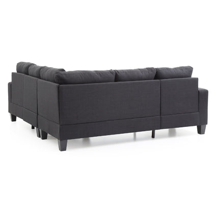 Divano componibile a L in twill trapuntato - 82 - Nero