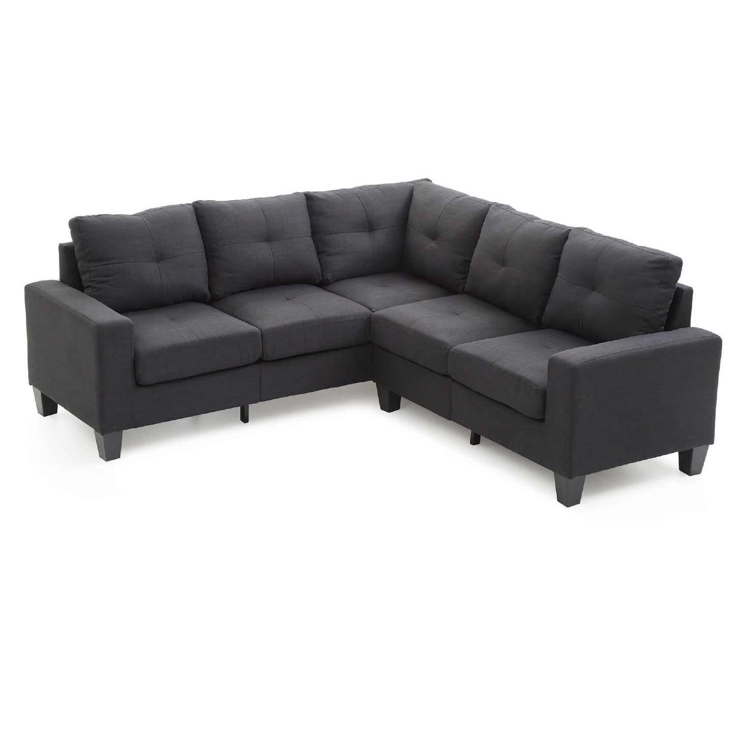 Divano componibile a L in twill trapuntato - 82 - Nero