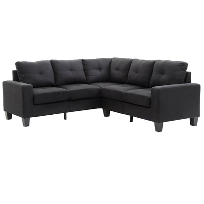 Divano componibile a L in twill trapuntato - 82 - Nero