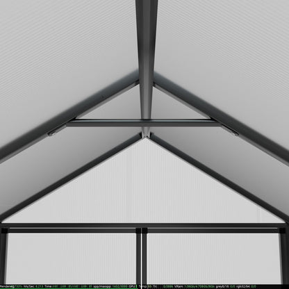 Kit serra da giardino in alluminio VEIKOUS con tetto regolabile e porta con serratura, grigio